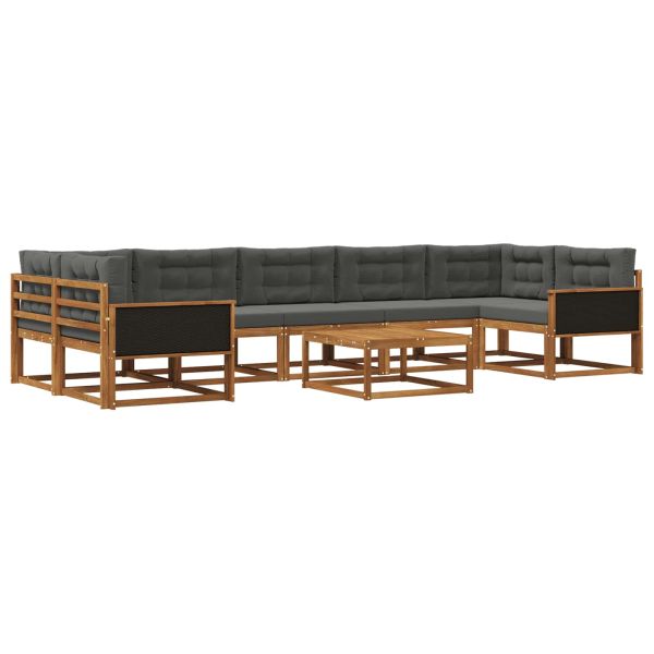 Комплект дивани за открито 8 pcs Натурален и Антрацит