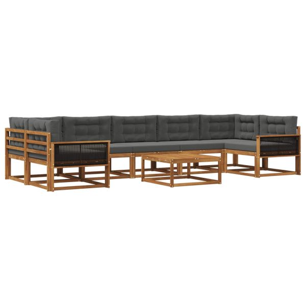 Комплект дивани за открито 8 pcs Натурален и Антрацит