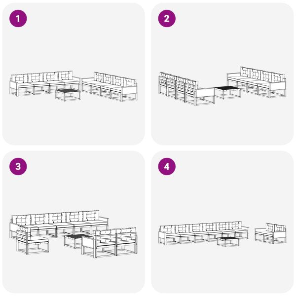 Комплект дивани за открито 9 pcs Натурален и Бежов