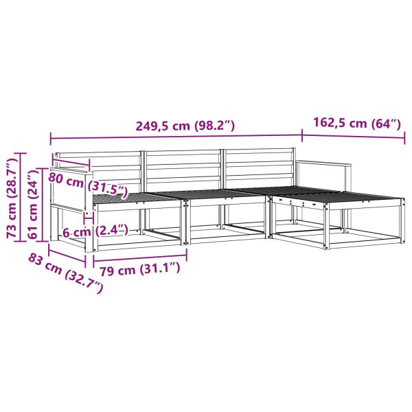Комплект дивани за открито 4 pcs Натурално