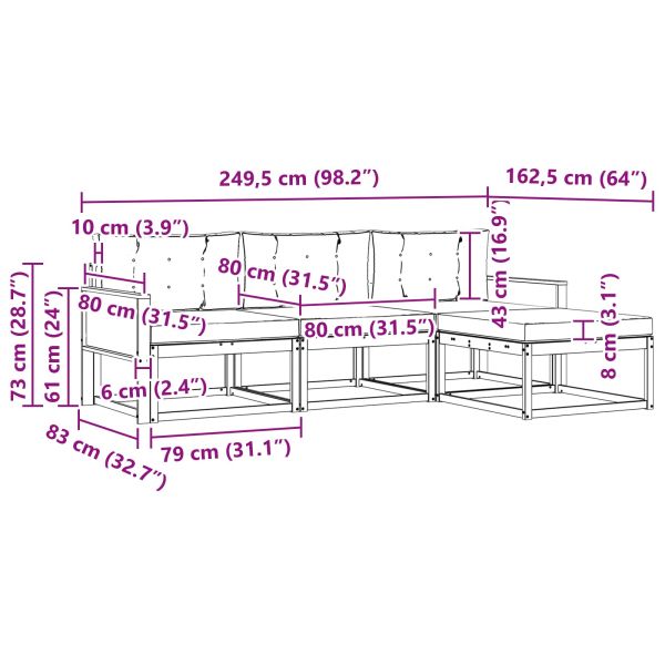 Комплект дивани за открито 4 pcs Натурален и Антрацит