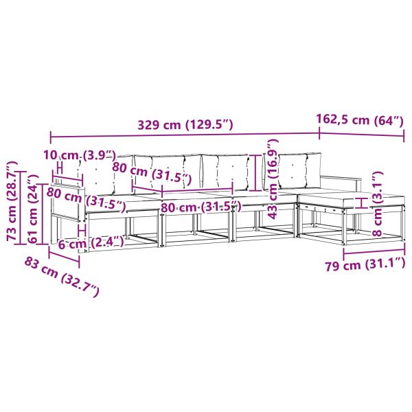 Комплект дивани за открито 5 pcs Натурален и Антрацит