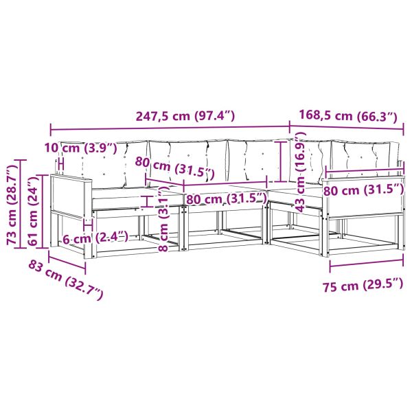 Комплект дивани за открито 4 pcs Натурален и Антрацит