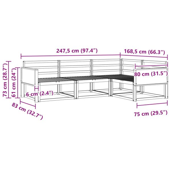 Комплект дивани за открито 4 pcs Натурално