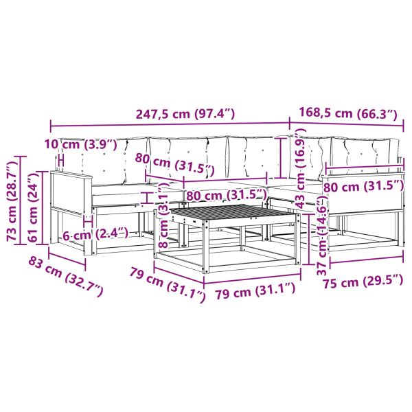 Комплект дивани за открито 5 pcs Естествено и светлосиво