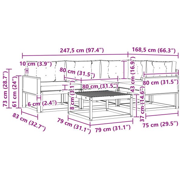 Комплект дивани за открито 5 pcs Натурален и Бежов