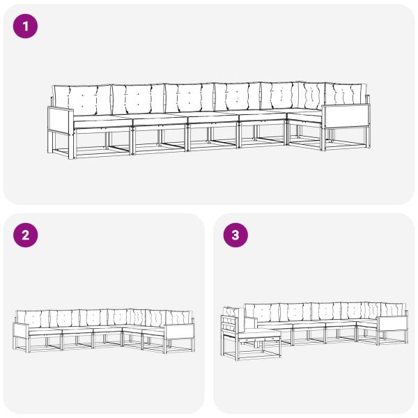 Комплект дивани за открито 6 pcs Натурален и Антрацит