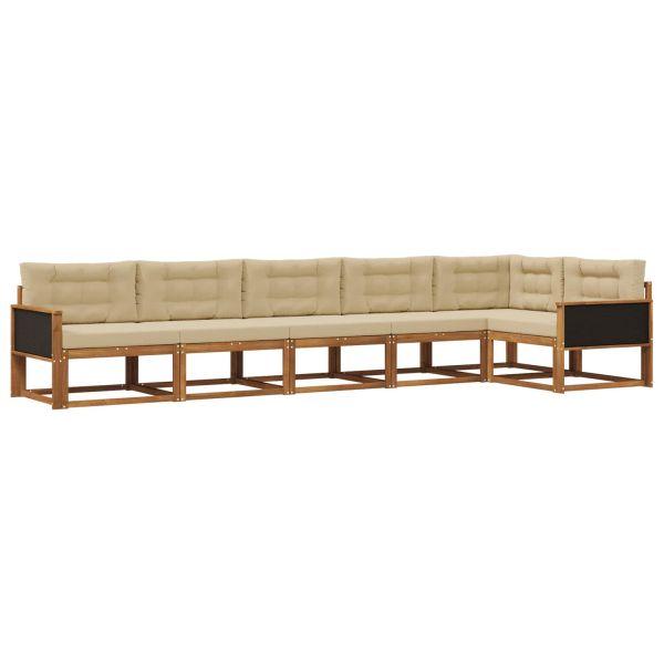 Комплект дивани за открито 6 pcs Натурален и Бежов
