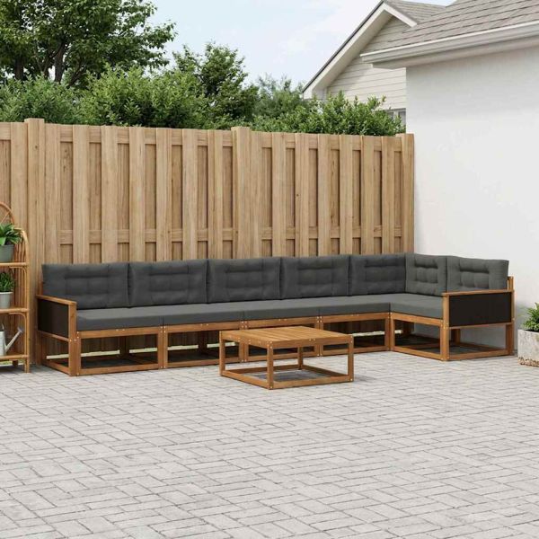 Комплект дивани за открито 7 pcs Натурален и Антрацит