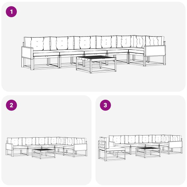 Комплект дивани за открито 7 pcs Натурален и Антрацит