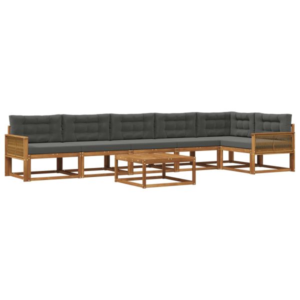 Комплект дивани за открито 7 pcs Натурален и Антрацит
