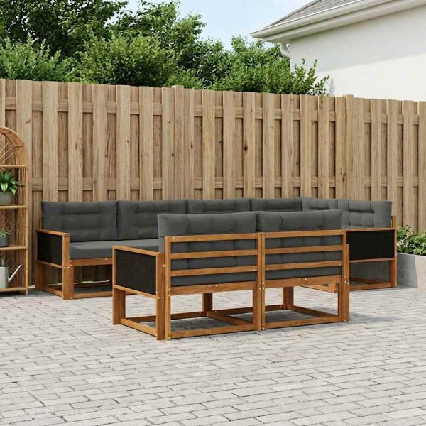 Комплект дивани за открито 7 pcs Натурален и Антрацит
