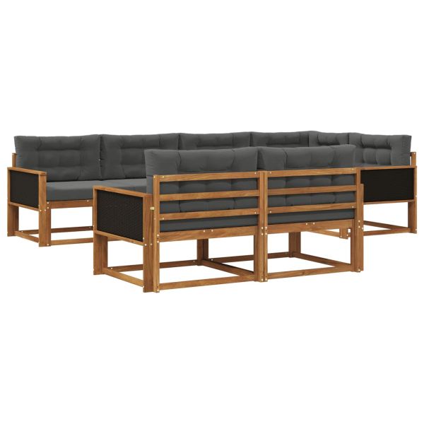 Комплект дивани за открито 7 pcs Натурален и Антрацит