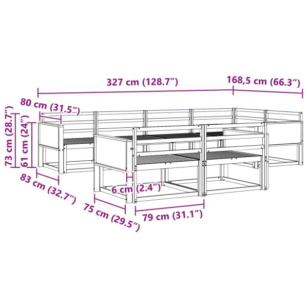 Комплект дивани за открито 7 pcs Натурално
