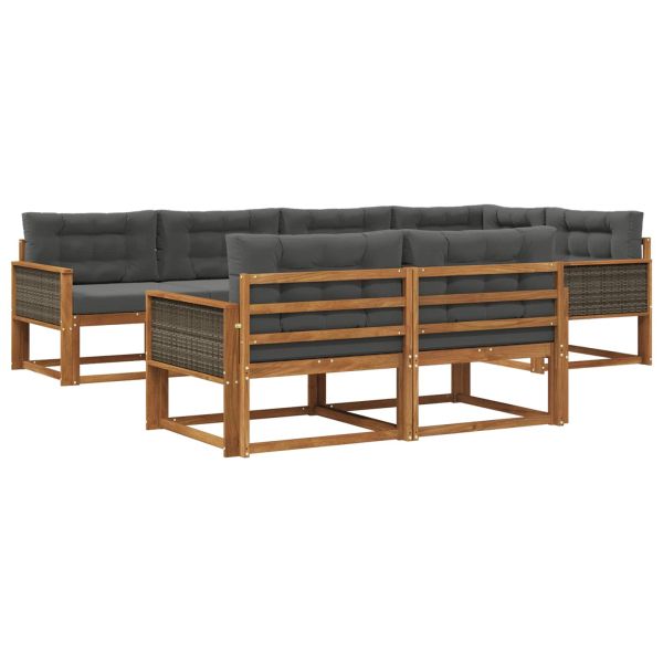 Комплект дивани за открито 7 pcs Натурален и Антрацит