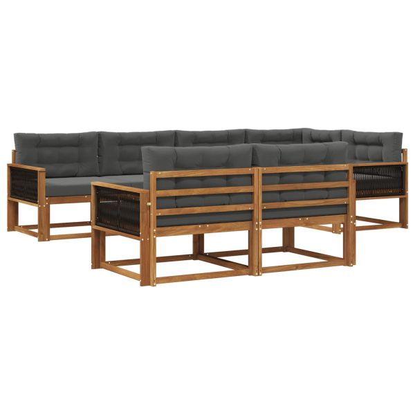 Комплект дивани за открито 7 pcs Натурален и Антрацит