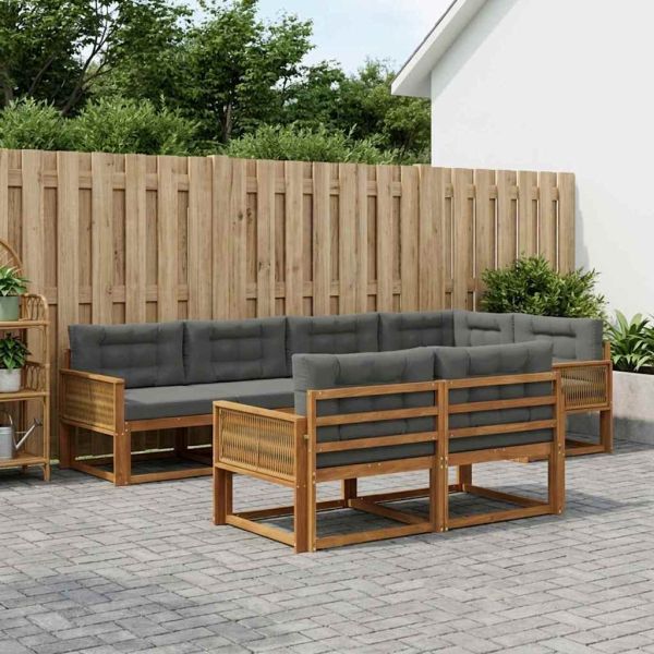 Комплект дивани за открито 7 pcs Натурален и Антрацит