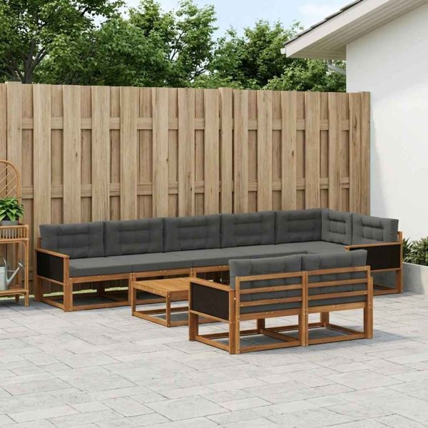 Комплект дивани за открито 9 pcs Натурален и Антрацит