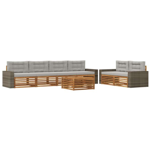 Комплект дивани за открито 7 pcs Натурално и светлосиво