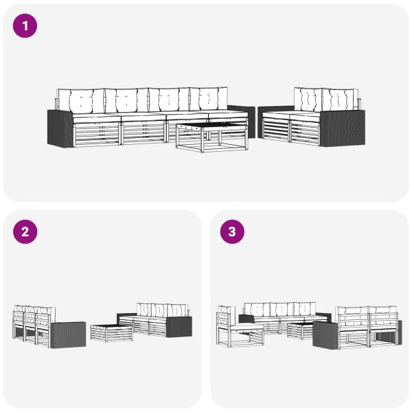 Комплект дивани за открито 7 pcs Натурален и Бежов Полиестер