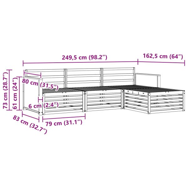 Комплект дивани за открито 4 pcs Натурално