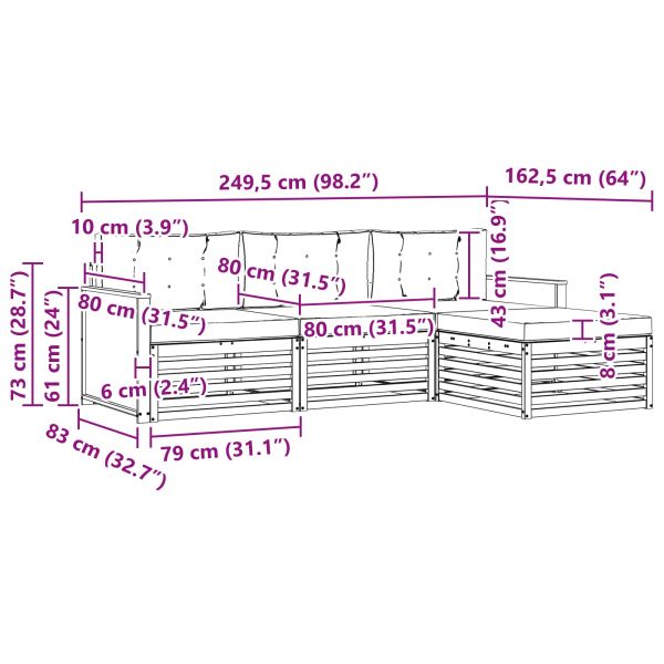 Комплект дивани за открито 4 pcs Натурално и светлосиво
