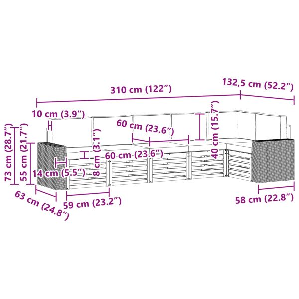 Комплект секционен диван 6 pcs Натурален и Антрацит