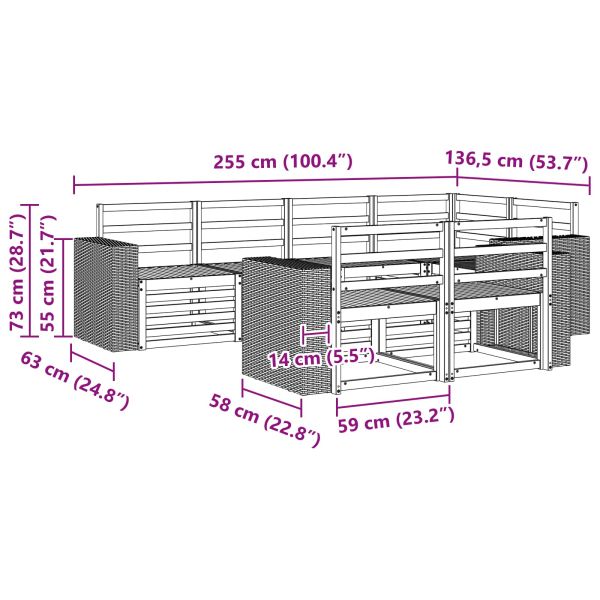 Комплект секционен диван 7 pcs Натурално