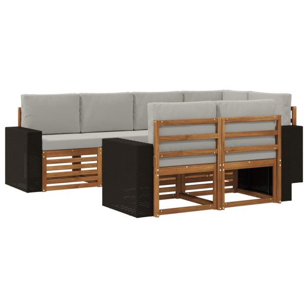Комплект секционен диван 7 pcs Натурално и светлосиво