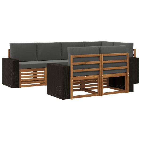 Комплект секционен диван 7 pcs Натурален и Антрацит