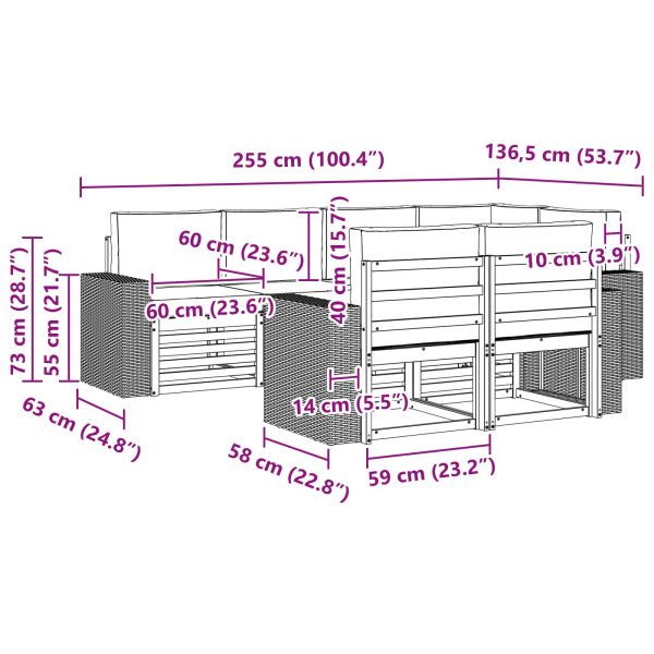 Комплект секционен диван 7 pcs Натурален и Антрацит