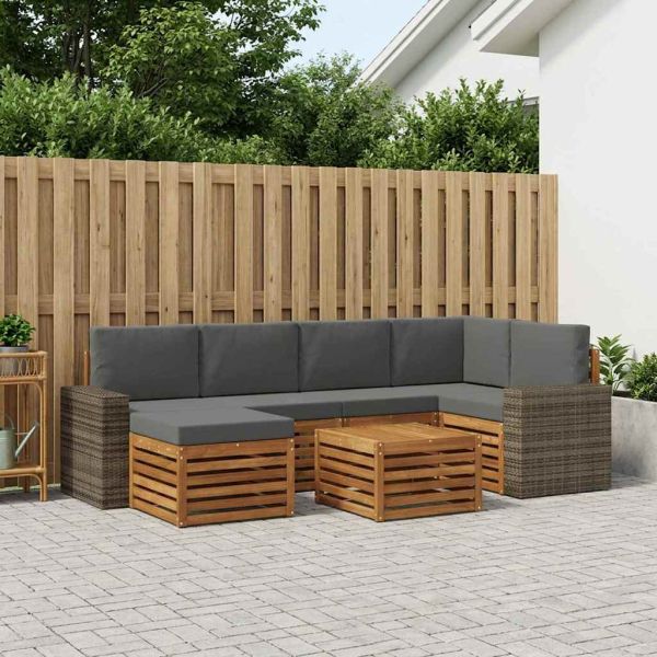 Комплект секционен диван 7 pcs Натурален и Антрацит