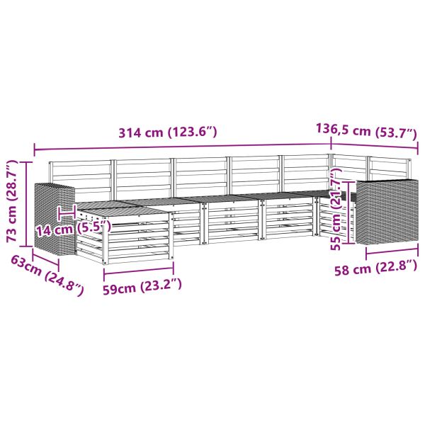 Комплект секционен диван 7 pcs Натурално