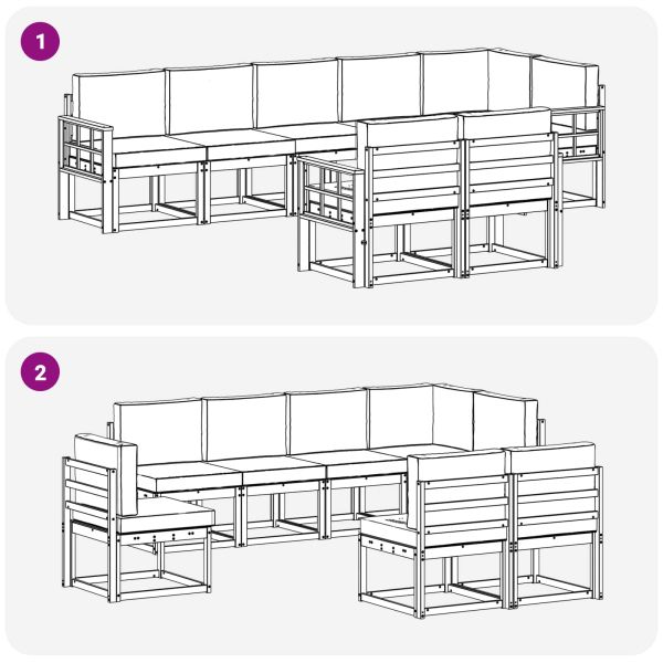 Комплект дивани за открито 8 pcs Бяло и Бежово Полиестер