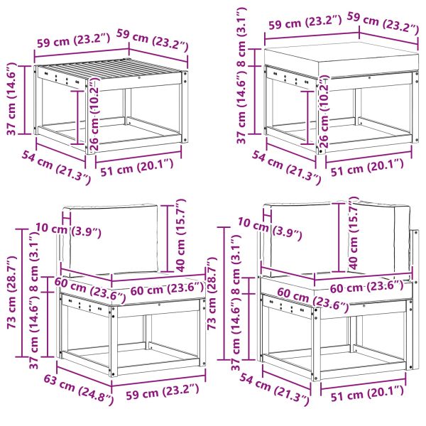 Комплект дивани за открито с възглавница 7 pcs Бяло и кремаво