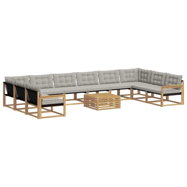 Комплект дивани за открито 11 pcs Бяло и светлосиво