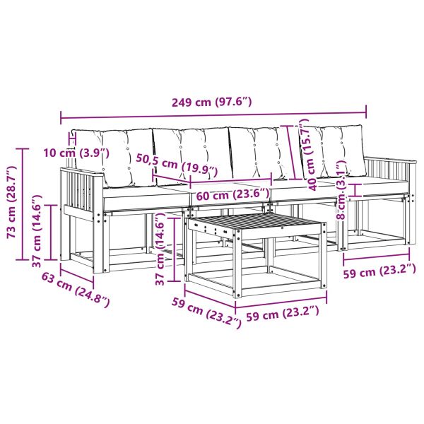 Комплект дивани за открито 5 pcs Бяло и светлосиво