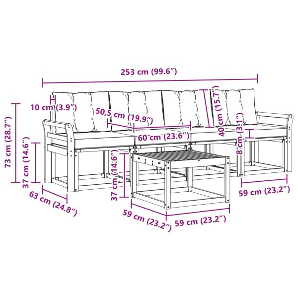 Комплект дивани за открито 5 pcs Бяло и светлосиво