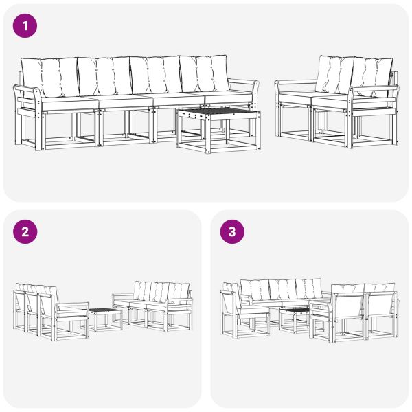Комплект дивани за открито 7 pcs Бяло и светлосиво