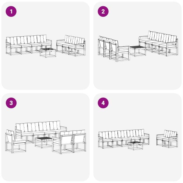 Комплект дивани за открито 8 pcs Бяло и светлосиво