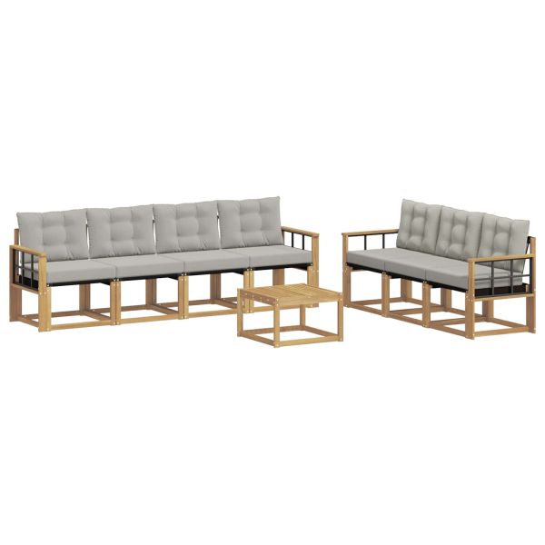 Комплект дивани за открито 8 pcs Бяло и светлосиво