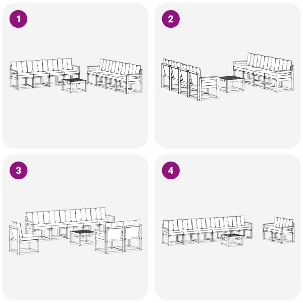 Комплект дивани за открито 9 pcs Бяло и светлосиво
