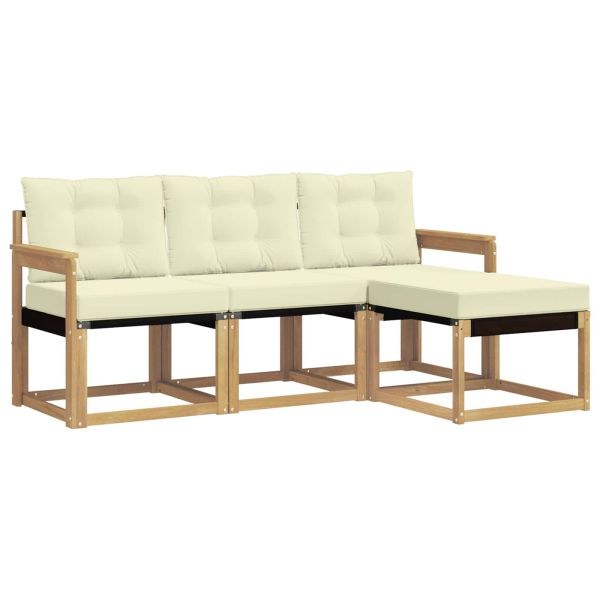 Комплект дивани за открито с възглавница 4 pcs Бяло и кремаво
