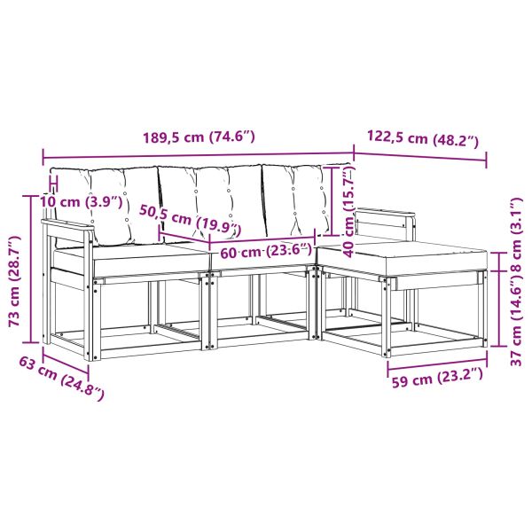 Комплект дивани за открито 4 pcs Бяло и светлосиво