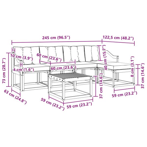Комплект дивани за открито с възглавница 6 pcs Бяло и кремаво