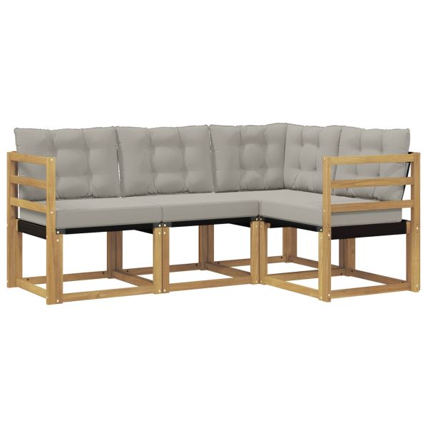 Комплект дивани за открито 4 pcs Бяло и светлосиво