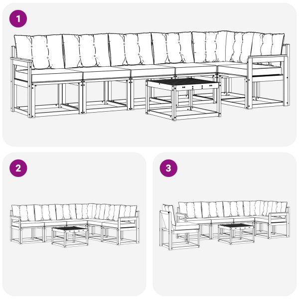 Комплект дивани за открито 7 pcs Бяло и светлосиво