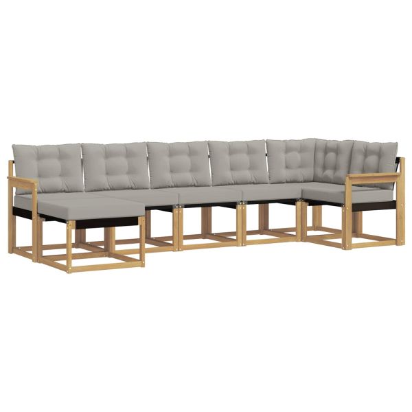 Комплект дивани за открито 7 pcs Бяло и светлосиво