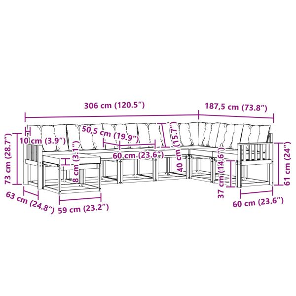 Комплект дивани за открито 8 pcs Бяло и светлосиво