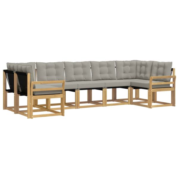 Комплект дивани за открито 7 pcs Бяло и светлосиво